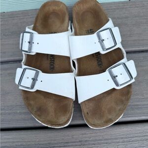 Birkenstock Arizona Sandals White Leather Size 40